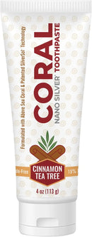 Coral Nano Silver Cinnamon Tea Tree Toothpaste, Natural Fluoride Free Teeth Whitening Toothpaste, Coral Calcium Nano Silver Infused SLS Free 4 Ounce by CozyNest Decor