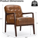 Faux Leather Accent Chair Set of 2, Mid Century Chair for Living Room, Upholstered Comfy Lounge Armchair with Solid Wood Frame, Modern Chair for Bedroom,105°Ergonomic Comfort, Brown by CozyNest Decor