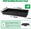 Plant Growing Nursery, Standard 1020 Trays Plastic Sturdy Farmer Self Seedling Tray for Microgreens Indoor Nursery Pots Transplantation (5-Pack, 21.6"×11.2", 2.52" Deep, no Holes) by GreenHaven Gardens