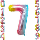 GOER Rainbow Foil Balloons Number 7,Huge Number Balloons for 7th Birthday Party Supplies Anniversary Decorations (3 pcs,42 inch,32 inch,16inch) by TinyTreasures Baby Boutique