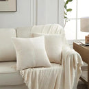 Fancy Homi 2 Packs Cream Samll Decorative Throw Pillow Covers 14x14 Inch with for Couch Bed Sofa, Rustic Farmhouse Boho Home Decor, Soft Corss Patchwork Corduroy Square Cushion Case 35x35 cm by CozyNest Decor