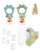 Baby Popsicle Molds & Food Feeder Set, Baby Fruit Feeder for Infant Teething Relief & Safe Infant Self Feeding 4 Months+ Starting Solids for Essentials (Green+Blue) by TinyTreasures Baby Boutique
