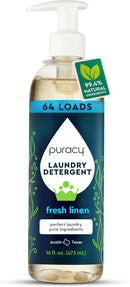 Puracy Laundry Detergent - Enzyme-Powered Liquid Laundry Detergent Concentrate, Natural Laundry Detergent Seen on TikTok, Non-Toxic (Fresh Linen, 16 fl oz, 64 Loads) by CozyNest Decor