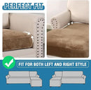 H.VERSAILTEX Velvet Stretch Sectional Couch Cover - 4 Pieces for L Shape Sofa With Separate Seat Cushion Covers - Fits Both Left/Right Sectional (Large 3 Seater + 1 Chaise, Camel) by CozyNest Decor