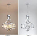 Modern Chrome Crystal Chandelier, 20 Inch Large Ceiling Pendant Light Fixture with 50'' Adjustable Hanging Chain, 5-Light Farmhouse Chandelier for Dining Room, Living Room, Bedroom, Entryway by CozyNest Decor