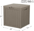 35 Gallon Resin Deck Box, Waterproof Outdoor Storage Bin for Patio, Poolside, and Garden, Lockable & UV-Resistant,Grey by GreenHaven Gardens