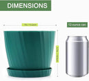 7 Inch Plant Pots Bulk, 6 Pack Plastic Planters with Drainage Holes and Saucers for Indoor Outdoor House Plants and Flowers, Green by GreenHaven Gardens