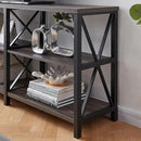 LVB Rustic Console Table, Industrial Modern Sofa Table Behind Couch, Long Metal Wood Entryway Table with Storage Shelf, Farmhouse Foyer Hallway Table for Home Living Room Bedroom, Dark Gray Oak, 63 in by CozyNest Decor
