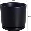 Ekirlin 7 inch Plant Pots,Ceramic Flower Planters Indoor,Modern Succulents Containers with Drain Hole Saucer,Decorate Home,Office & Outdoor (Black) by GreenHaven Gardens