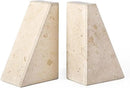 Marble Bookends for Heavy Books, Decorative Book Ends for Shelves, Beige Stone Durable and Heavy-Duty Book Ends for Hardback Books & CDS, Unique Book Stopper & Holder, Set of 2 by CozyNest Decor