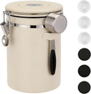 ShanSon Coffee Canister Airtight Coffee Container Stainless Steel Coffee Bean Storage Container with Scoop Coffee Canister for Beans Grounds Sugar Flour Tea Cereal,22OZ, Beige by CozyNest Decor