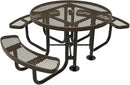 Heavy-Duty Portable Outdoor Picnic Table with Umbrella Hole, Expanded Metal Patio Dining Furniture Made in America (46" Round Top, Textured Brown) by GreenHaven Gardens