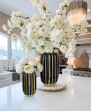 Briful Gold Plated Lantern Ceramic Vase Home Decor Creative Design Porcelain Decorative Flower Vase 11.02'' Black Ceramic Vases for Wedding Anniversary Decoration by GreenHaven Gardens