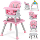 HONEY JOY 8 in 1 Baby High Chair, Convertible Highchair for Babies and Toddlers/Table and Chair Set/Building Block Table/Booster Seat/Stool/Toddler Chair with Safety Harness (Pink) by TinyTreasures Baby Boutique