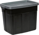 Rubbermaid Roughneck Tote 3 Gal, 6 Pack, Made in USA, Black & Gray, Rugged Plastic Stackable Storage Bins with Lids and Handles by CozyNest Decor
