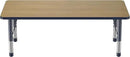 FDP Rectangle (30 x 60 inch) Classroom Table with Adjustable Chunky Toddler Legs (15-24 in); Preschool, Kinder and Daycare Furniture - Pasadena Oak Top/Navy Edge and Legs by CozyNest Decor
