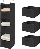 MAX Houser 6 Tier Shelf Hanging Closet Organizer, Closet Hanging Shelf with 2 Sturdy Hooks for Storage, Foldable (Black-D3) by CozyNest Decor