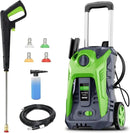 Pressure Washer with 25 FT Hose, 16.4 FT Power Cord, Soap Tank Car Wash Machine Green by GreenHaven Gardens