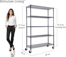 48"x18"x72" PRIME HEAVY DUTY Black 5-Tier Wire Shelving NSF 4000 LBS MAX Capacity Storage Rack for Commercial, School, Home, Garage, Warehouse, Industrial, and Hospital Uses (with Wheels) by CozyNest Decor