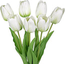 Artificial Tulips Flowers – 24" Long Stem Faux Tulips, 7PCS Real Touch Fake White Tulip for Vase, Farmhouse, Kitchen, Spring & Wedding Home Decor by CozyNest Decor
