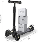 3 Wheel Scooter for Kids Ages 6-12,Kids Scooter with Light Up Wheels, Sturdy Deck Design, and 4 Height Adjustable Suitable for Kid Ages 3-12 by TinyTreasures Baby Boutique