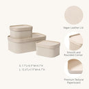 LA JOLIE MUSE Storage Basket Set of 3 with Leather Lids Fluted Cardboard - Light Grey by TinyTreasures Baby Boutique
