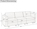 Belffin Modular Sofa Couch with Storage Seats Velvet 3 Seater Sofa for Living Room Grey by CozyNest Decor