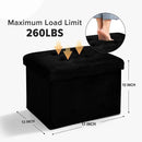LINMAGCO Storage Ottoman Folding Foot Stool Velvet Foot Rest with Padded Modern Ottoman with Storage for Living Room Puppy Step Stool 17x13x13in(Black) by CozyNest Decor