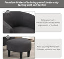 INZOY Modern Accent Chair with Ottoman for Small Space, Club Chair with Ottoman Set, Comfy Fabric Barrel Reading Chairs for Living Room Bedroom, Round Reading Chair with Foot Rest, Dark Grey by CozyNest Decor