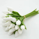 Buart Artificial Tulip in Bulk for Home Kitchen Wedding Bridal Bouquet,Fake White Flowers for Valentine's Day Mother's Day Easter Table Centerpieces Decorations(Mini Size,Real-Touch,12pcs) by CozyNest Decor