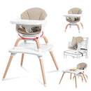 Baby High Chair, 7 in 1 Convertible High Chairs for Babies and Toddlers, Kids Learning Table, Building Block Table, Toddler Dining Chair with 360° Rotating Seat, 5-Point Safety Harness (Khaki) by TinyTreasures Baby Boutique