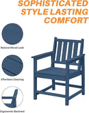 Patio Dining Chair Set of 2, HDPE Outdoor Dining Chair, Ergonomic HDPE Dining Chairs with Deep Seating, All Weather Outdoor Chairs Furniture for Backyard, Deck, Garden, Poolside, Navy by CozyNest Decor