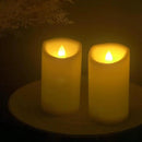 Waterproof Outdoor Battery Operated Flameless Pillar Candles with Timer White Plastic Realistic Flickering Fake Electric LED Lights for Lantern Garden Wedding Christmas Decorations 3”x5” 2 PCS by GreenHaven Gardens