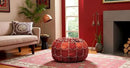 Stuffed Arch Design Moroccan Leather Pouf Ottoman, Handmade, Pre-Filled, 100% Genuine Leather, 14” Height x 22” Diameter – Boho Chic Footstool & Living Room Décor (Honey Cognac) by CozyNest Decor