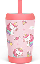 Kid Insulated Stainless Steel Tumbler with Silicone Straw, 12oz Sippy Cup for Kids (Dreamy Unicorn) by TinyTreasures Baby Boutique