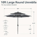 GREEN PARTY 10ft Outdoor Patio Umbrella, Auto-Tilt Market Table Umbrellas with Crank, 8 Sturdy Ribs & 1.5" Pole UV Protection for Garden Deck Backyard Pool by GreenHaven Gardens