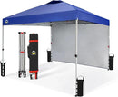 CROWN SHADES 10x10 Pop Up Canopy with 1 Side Wall - Beach Tent with One Push Setup - Outdoor Sun Shade for Events, Parties, Camping - Gazebo with STO-N-Go Cover Bag (Navy Blue) by GreenHaven Gardens