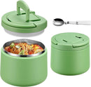 14oz Insulated Vacuum Food Jar with Buckle Lid,Soup Thermo for Hot Food Kids,Wide Mouth Leakproof Stainless Steel Lunch Container with Spoon-Green by TinyTreasures Baby Boutique