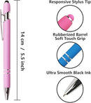 Ballpoint Pen with Stylus Tip, Soft Touch Click Metal Pen, 1.0mm Medium Point, Black Ink, 12 Count(Light Purple) by TinyTreasures Baby Boutique