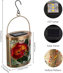Starsoul 2 Pack Hanging Solar Lantern Outdoor Waterproof Glass Butterfly and Flowers Decorative Solar Lights for Outside Garden Yard Table Patio Decor by GreenHaven Gardens