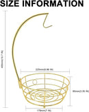 Livabber Countertop Fruit Basket Bowl with Banana Hanger, Modern Standing Fruit Vegetable Bowl Storage, with Banana Tree Holder for Kitchen Dinning Table (Round Metal, Gold) by CozyNest Decor