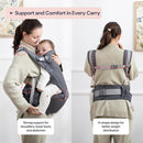 BabbleRoo Grow Carrier – Safety-Certified 6-in-1 Baby Carrier with Hip Seat, Ergonomic & Adjustable Toddler Carrier 7-50 lbs with Hip Support, Hood for Sun Protection, Newborn to Toddler, Gray by TinyTreasures Baby Boutique