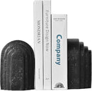 Decorative Bookends for Shelves, Set of 2 Book Ends for Heavy Books, Layered Arch Design Black Bookend by CozyNest Decor