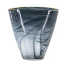 9.3x4.7x9.3' Smokey Black Glass Vase with Gold Rim by HouseOfZazla