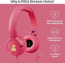 POGS Kids Wired Headphones | The Elephant 2 | Adjustable, Durable Headphones for Kids 3+ | Limited to 85 dB, Microphone | On-Ear | Music-Sharing Function Safe 3.5mm Audio Cable (3.2ft) (rPink) by TinyTreasures Baby Boutique