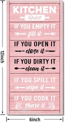 Hanging Kitchen Rules Wood Decor Sign, Rustic Kitchen Wooden Signs, Printed Wood Wall Art Sign, Kitchen Door Rules Rustic Sign, Hanging Wood Sign Kitchen Decor, Funny Farmhouse Kitchen Wall Décor F1 by CozyNest Decor
