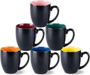 GBHOME 16oz Coffee Mugs Set of 6, Large Ceramic Coffee Mugs for Man, Woman, Dad, Mom, Modern Coffee Mugs Set with handle for Tea/Latte/Cappuccino/Milk/Cocoa. Dishwasher&Microwave Safe,Multi-Color by CozyNest Decor