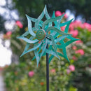 Viveta Metal Wind Spinners,53.5" Kinetic Wind Sculptures,Green Garden Pinwheels Double Layer Windmill for Outdoor Patio Lawn Yard by CozyNest Decor