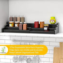 Spice Rack Organizer For Cabinet - 3 Tier Black Bamboo Wooden Expandable Display Shelf from 12.70 to 22.20 inch by CozyNest Decor
