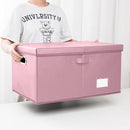 PRANDOM Collapsible Storage Box with Lid [1-Pack] Leather Fabric Foldable Storage Bin Organizer Container Basket Cube with Cover for Home Bedroom Closet Office Nursery Pink (22.8X15.7X11.8) by TinyTreasures Baby Boutique